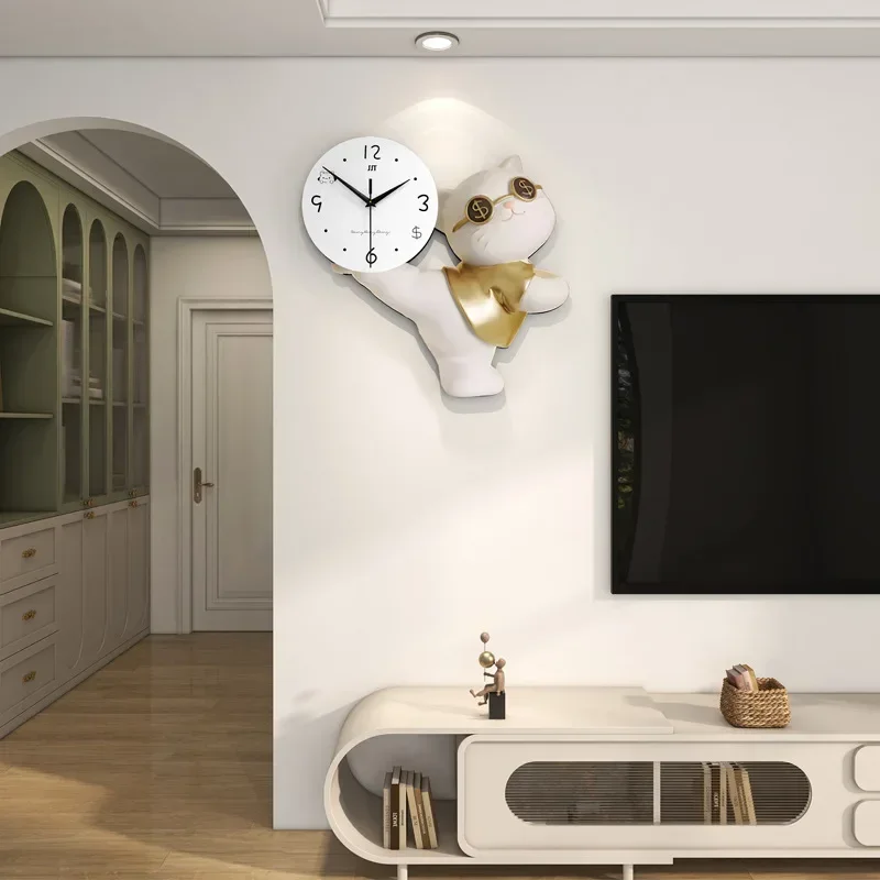 Cartoon Wall Clock Living Room Modern Simple Home Decoration Dining Room Non Drilling Wall Hanging Creative Silent Clock Gift