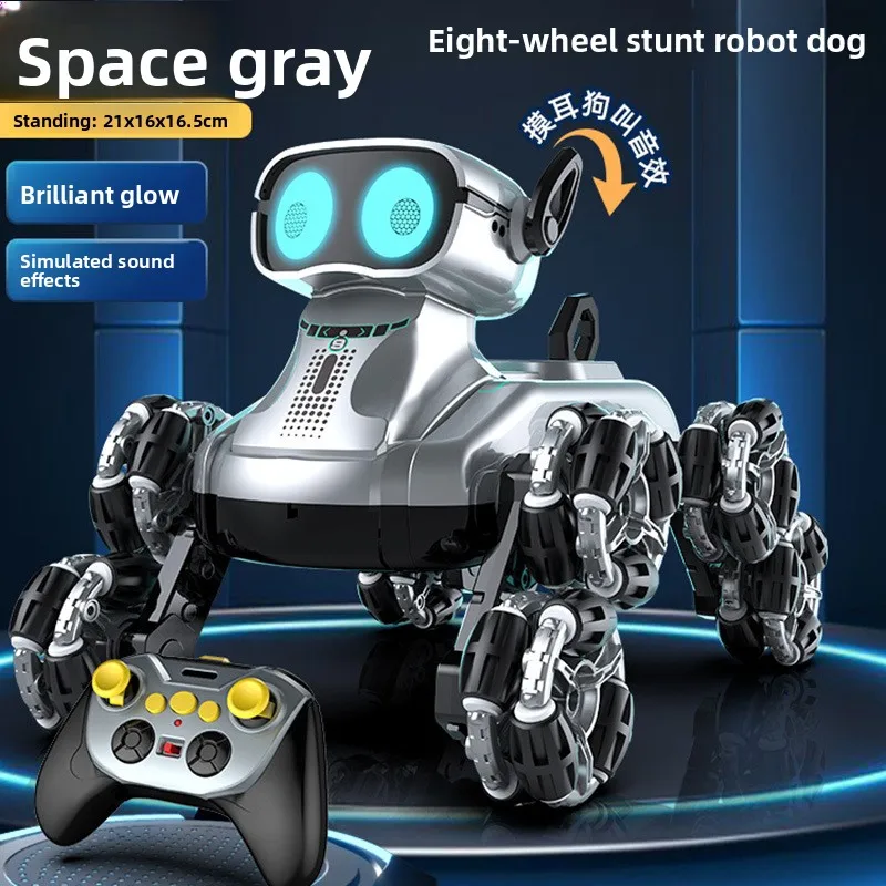 LightSmart Wireless Robot Dog Electric Remote Control Car 8-Wheel Gesture Sensing Children's Toy for Birthday Gift RC Vehicle
