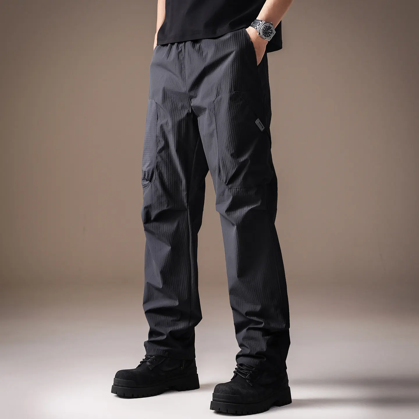 

High-End American Sle Outdoor Workwear Trousers Men's Autumn Fce-Lined Qui-Dry Sports Downproof Casual Straight Leg Pants