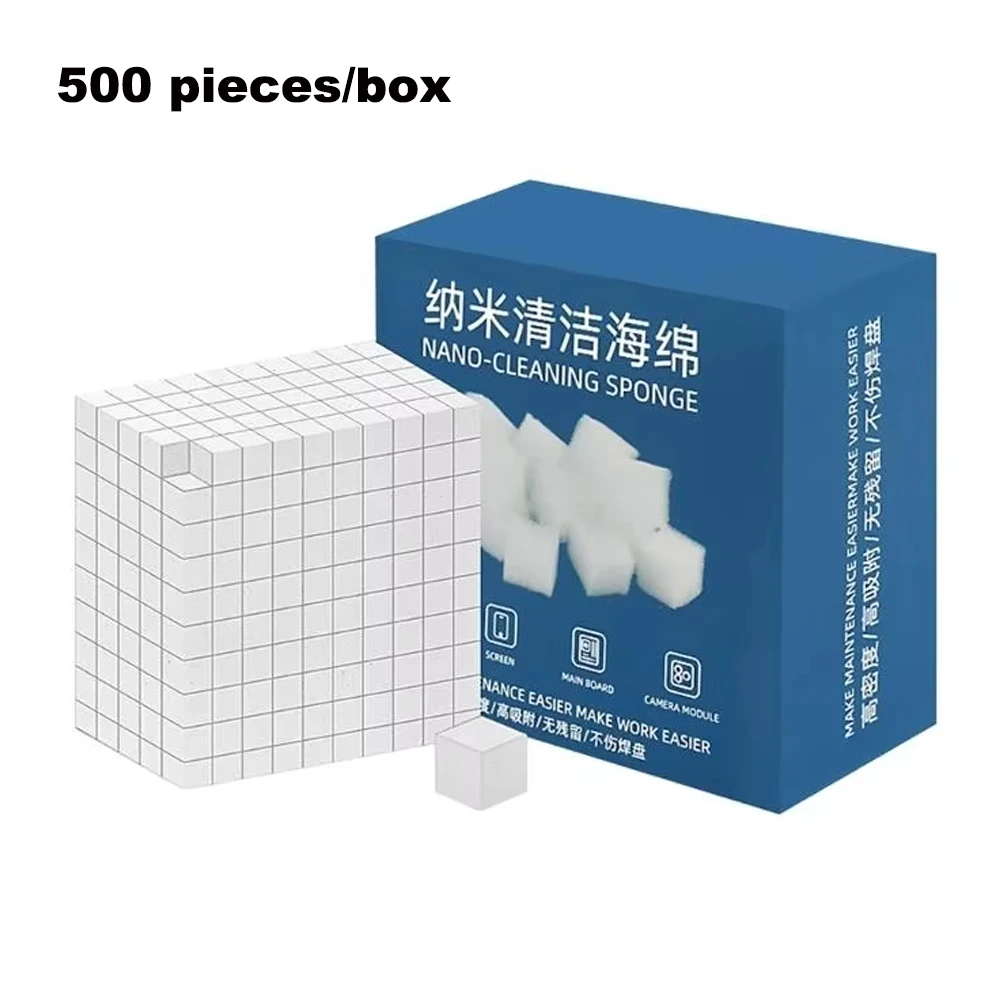 500Pcs/Box Nano Cleaning Sponge for Mobile Phone Screen Degumming/Camera/PCB Soldering Oil Cleaner Dust Wiping Tool High-Density