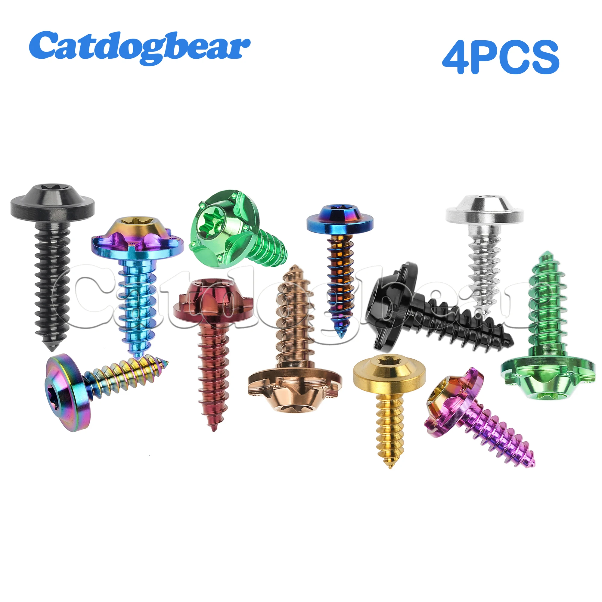 Catdogbear Titanium Bolts 4pcs M4/M5/M6x15 17 20 25mm self-tapping screw for Motorcycle Car