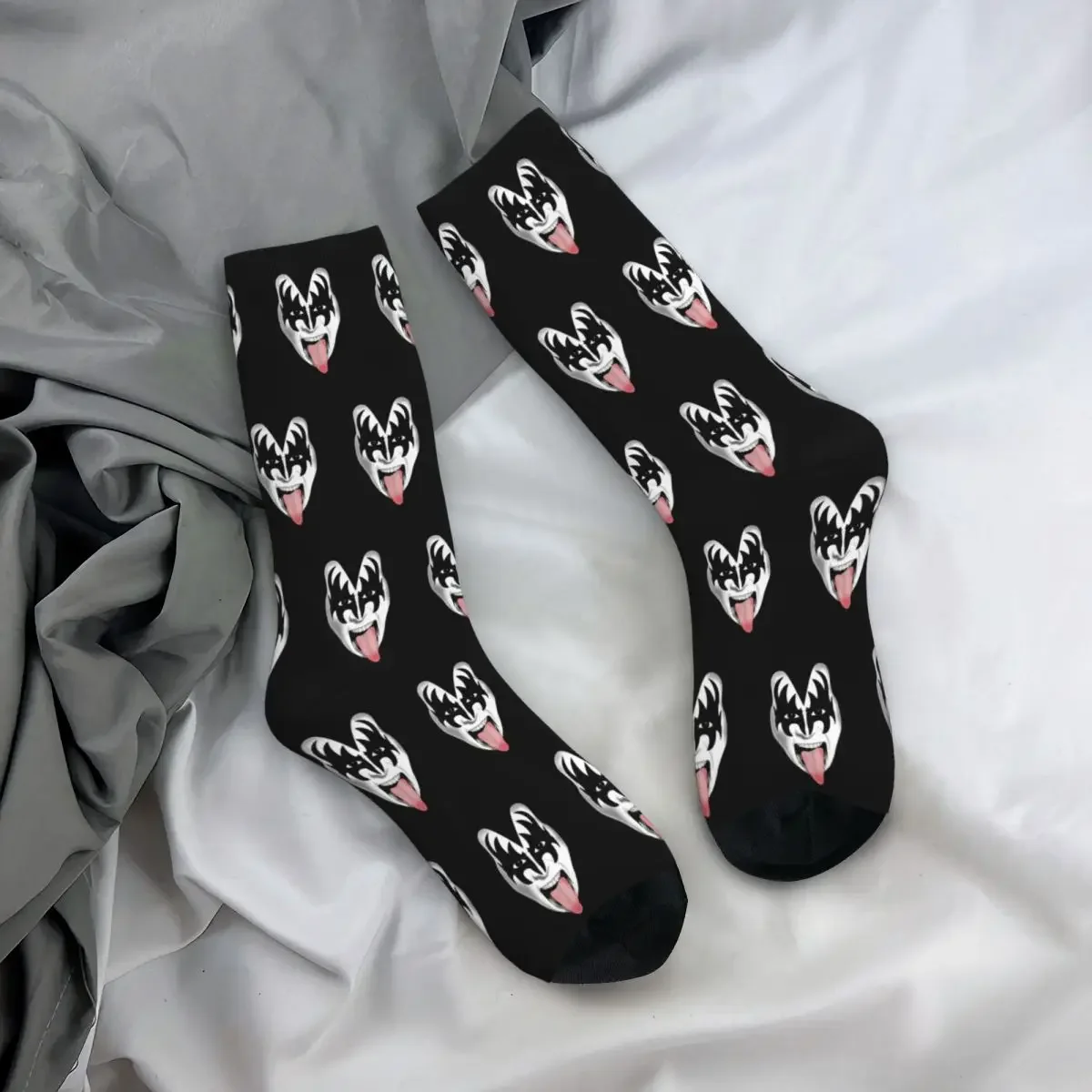 Chaussettes respirantes et mignonnes pour hommes et femmes, bande de baiser démon, Gene Simmons, chaussettes drôles et heureuses, nouveauté, printemps, été, automne, hiver