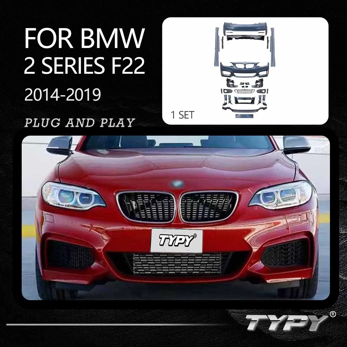 TYPY Body kit For BMW 2 Series M-Tech Modified M-Tech Styles Body Kits Front and Rear Bumpers 1:1 Design