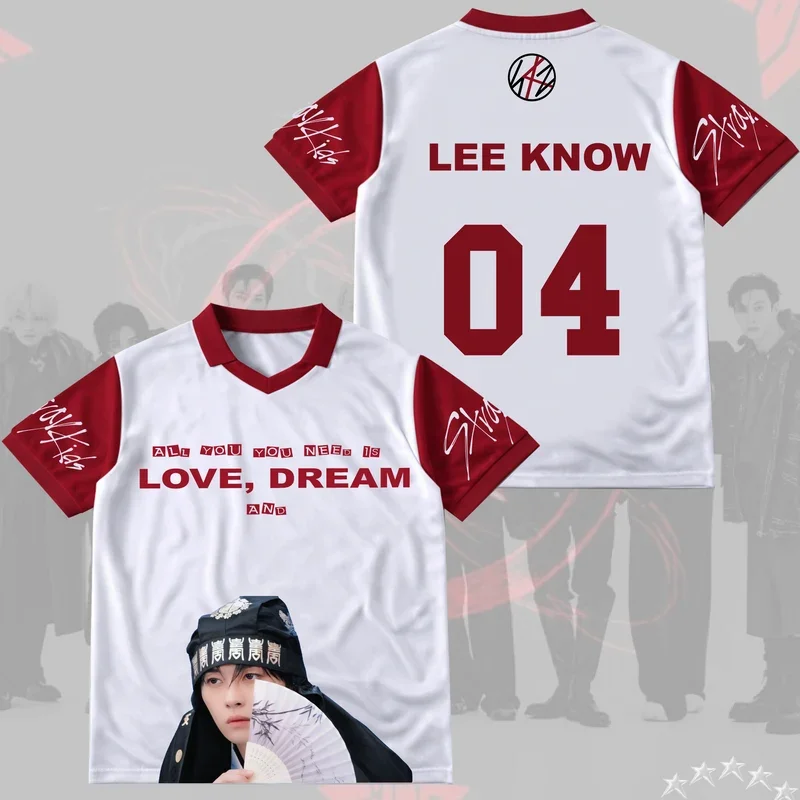 2026 STRAYKIDS STAY 08 Jersey T-Shirts Kpop Love Dream Print Short Sleeve V-Neck Unisex Fan Merch Streetwear Cosplay Casual Tops view 4