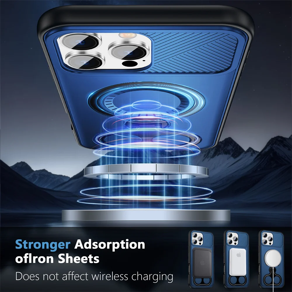 Luxury Dual Finger Ring Stand Magnetic Phone Case For iPhone 15 16 17 Pro Max Air Plus 16e 14 13 12 Wireless Charge Armor Cover