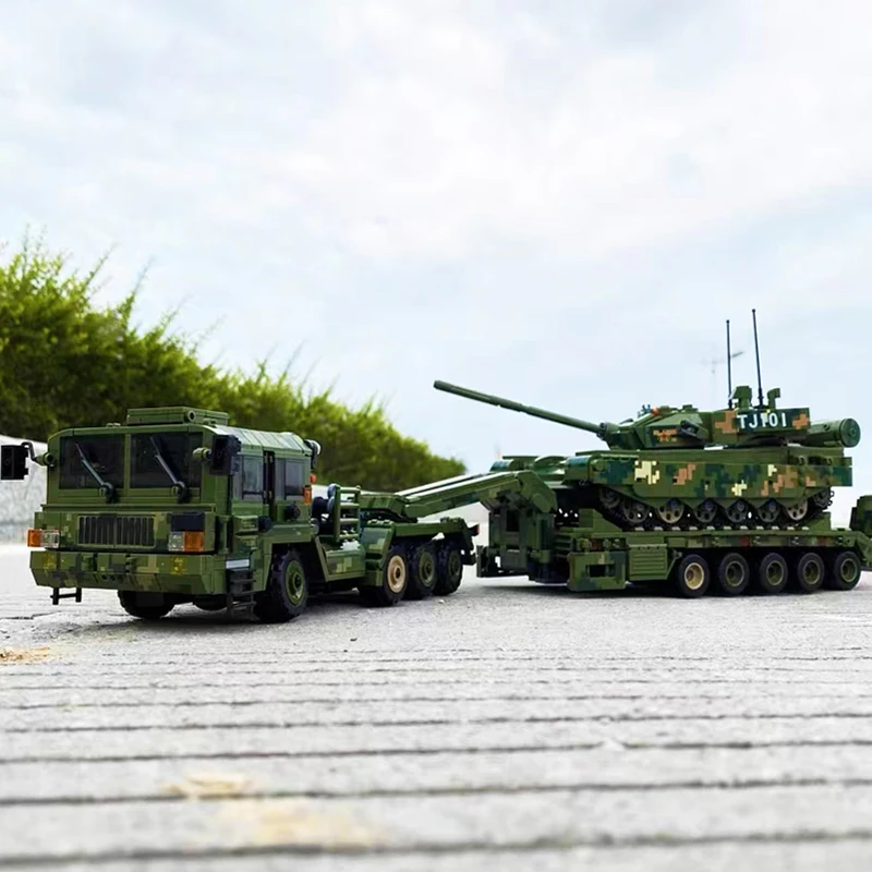 Military Tank Transporter Building Blocks With Tank Self-Propelled Artillery Model Bricks WW2 Weapon Soldier Toys For Gift Moc