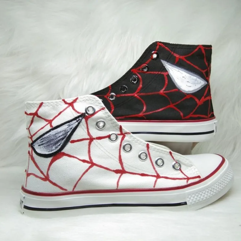 Spiderman anime moda masculina graffiti sapatos de lona tendência de alta qualidade marvel reunião sapatos pintados à mão casal tênis feminino