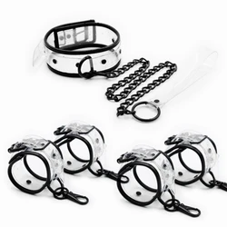 Transparent PVC Adjustable Handcuffs Ankle Cuffs Collar Neck Manacle Bdsm Bondage Restraints Fetish Sex Toys Couples kit sexshop