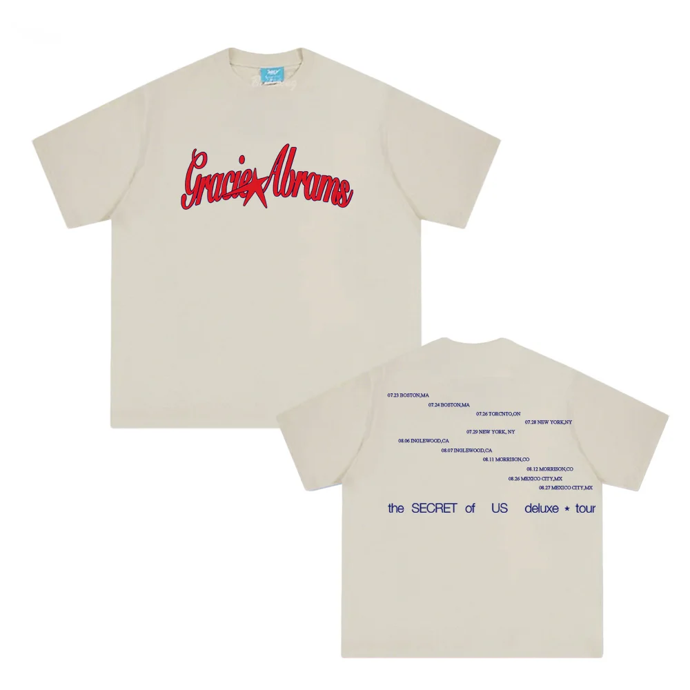 TSOU ديلوكس هيذر رمادي ستار تي شيرت جرايسي أبرامز المغني نفس النمط تي شيرت 100% قطن رقبة مستديرة Camisetas الصيف جودة عالية #5