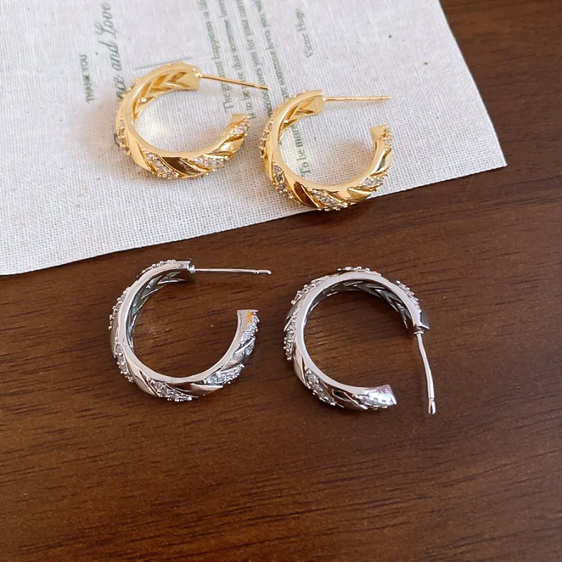 Minar New Chic Shiny CZ Cubic Zirconia Ear Stud Earrings for Women 14K Real Gold Silver Plated Copper Office Career Jewelry
