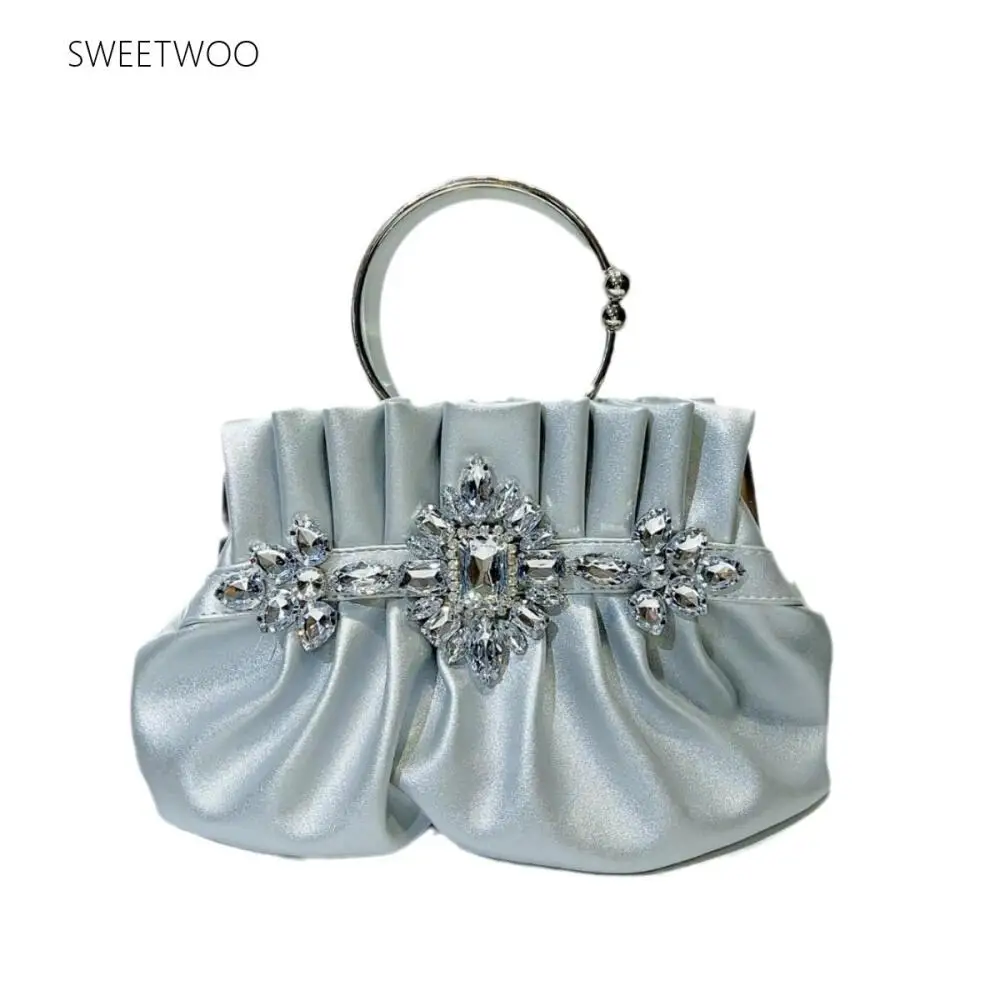 

Elegant Sparkling Crystal-Ornament Wedding-Oriented Shoulder Purse