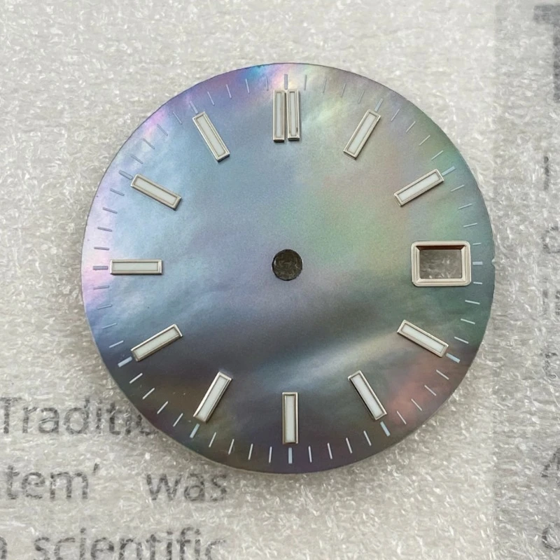 28.5mm NH35 Dial S Mother of Pearl Dial Stripe Nail Literal Green Luminous Suitable for NH35 NH36 4R Movement Watch Accessories