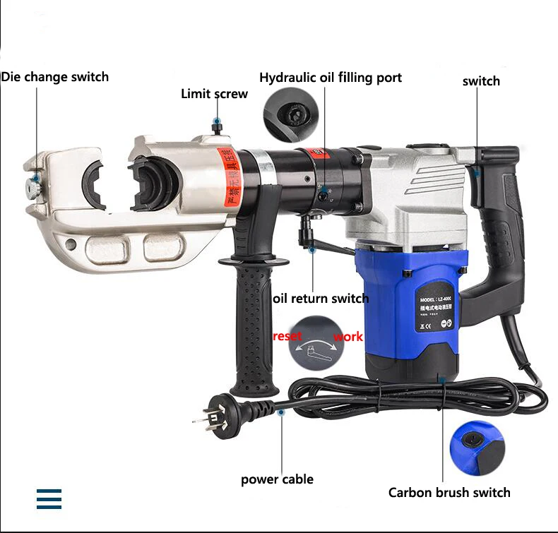 Электрические гидравлические клещи LZ-300C, клещи для обжима медных и алюминиевых клемм, клещи для обжима проводов 16-300 мм2
