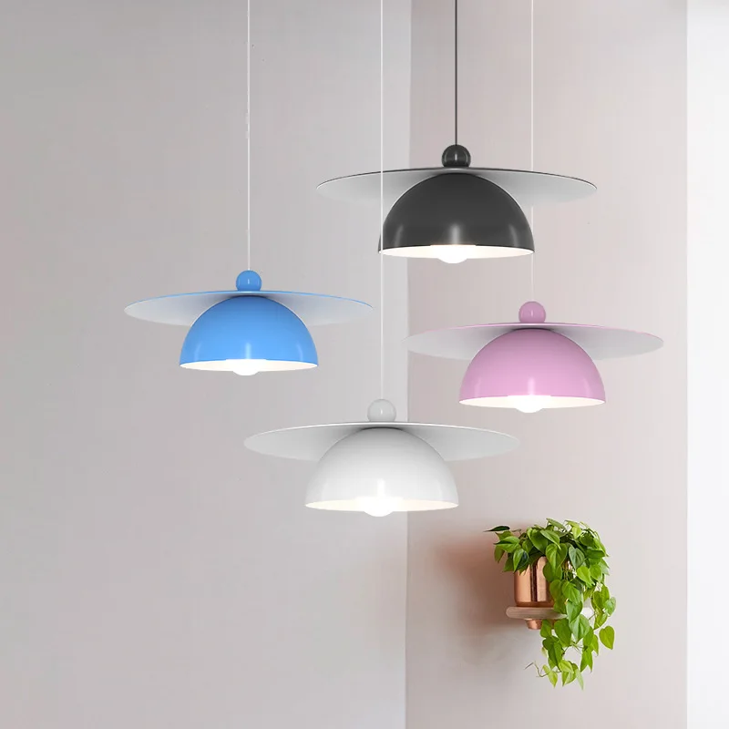 

Nordic Macaron Pendant Lights Modern Minimalist Iron Flying Saucer Disc Room Decor Kitchen Dining Room Ceiling Hanging Lamps