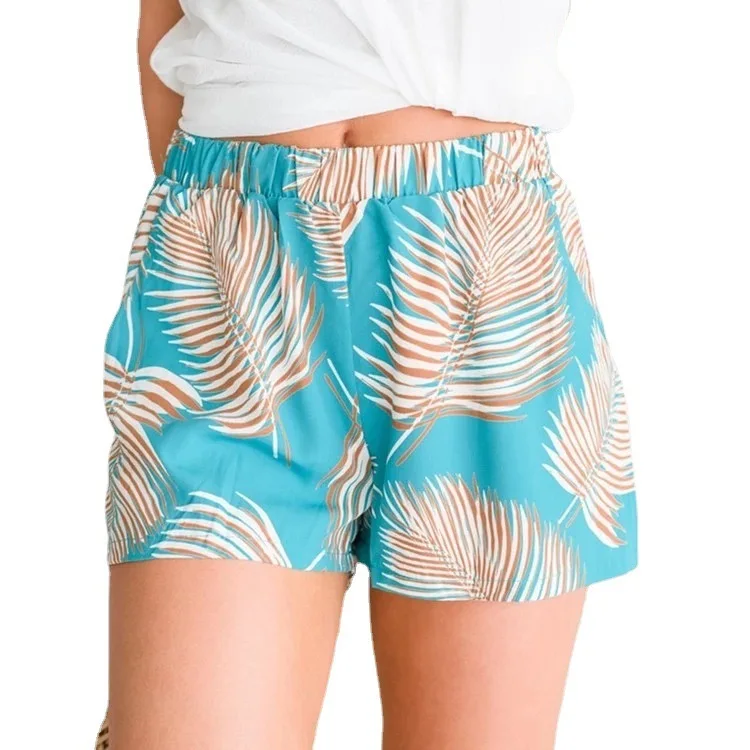 شورت غير رسمي صيفي جديد موديل 2025 مطبوع بخصر مطاطي للنساء #5