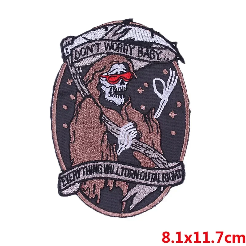 Gothic Rock Punk Embroidery Patches Crow Snake DIY Iron on Patches Ironing Death Shoulder Badges Jacket Jean Accessories