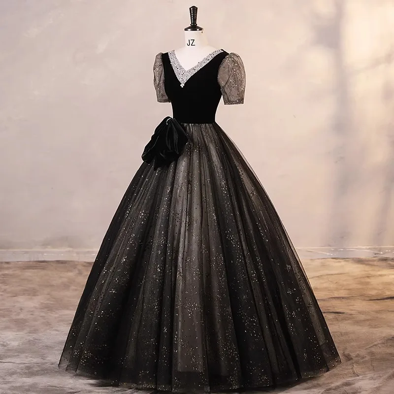 Saia longa princesa saia fofa elegante nicho adulto presente emagrecimento high-end exame de arte vocal high-end sentido vestido de noite