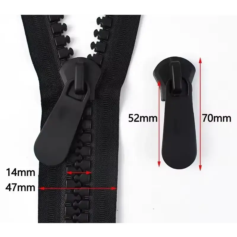 20# Resin Zipper 20-70cm Extra Large Open-End Zippers For Sewing Coat Jacket Tent Zips Closure Repair Kits Garment Accessories
