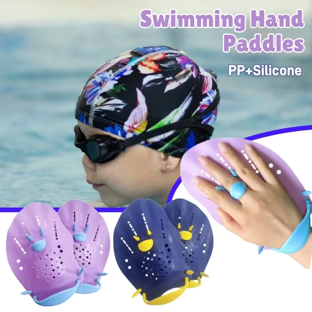 1 Pair Swimming Paddles Training Adjustable Hand Webbed Gloves Pad Fins Flippers For Men Women Kids Swimming Accessories