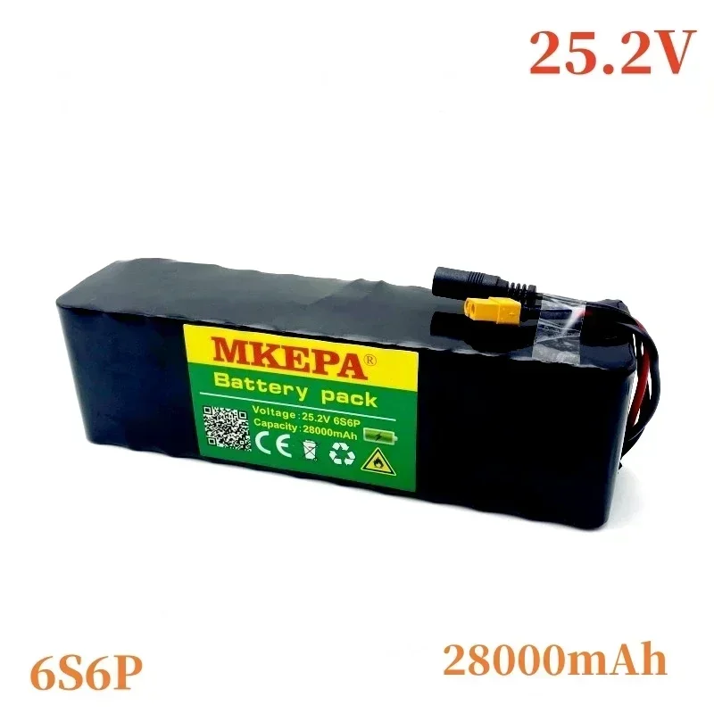 25.2V 18650 lithium battery pack, 6S6P 28000mAh, suitable for electric motorcycles, scooters, wheelchairs, and 40ABMS.+Charger。