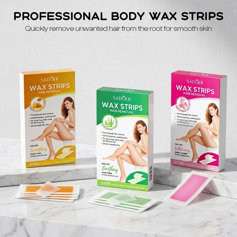30Pcs/60Sides Depilatory Wax Strips Hair Removal Wax Professional Paper Cold Wax Strips Paper For Face Arm Leg Body Beauty Tools