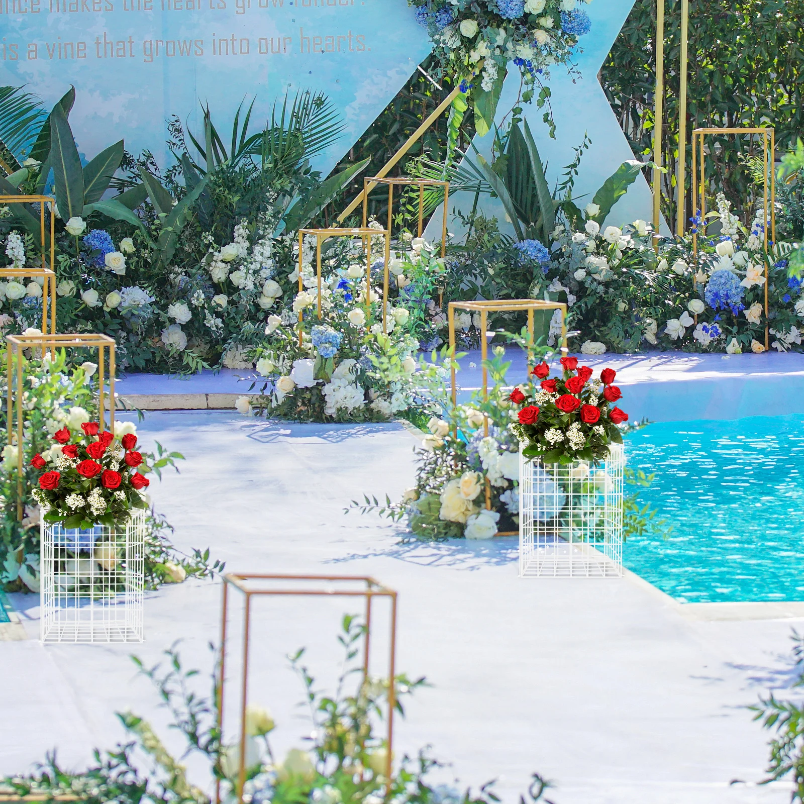 

Plastic Flower St Balcony Display Long Service Life Lightweight Safe Material Color Does Not Fade Wedding Arrangement St Outdoor