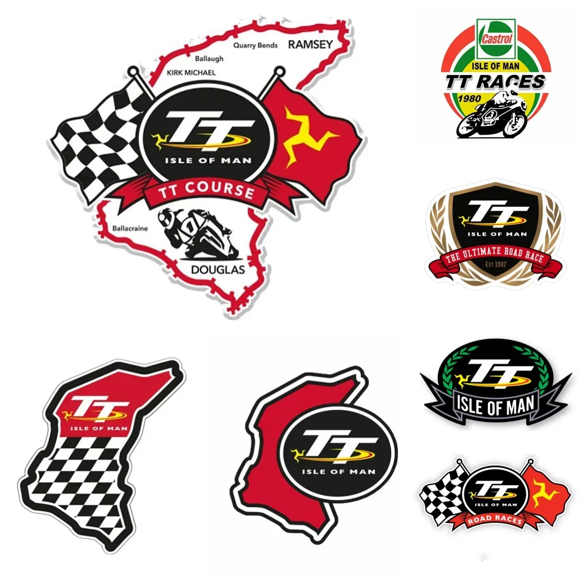 

Classic TT Race Logo Waterproof Vinyl Decals - High-Gloss Motorcycle/Car Stickers for Windows/Trunk, Racing Accessories