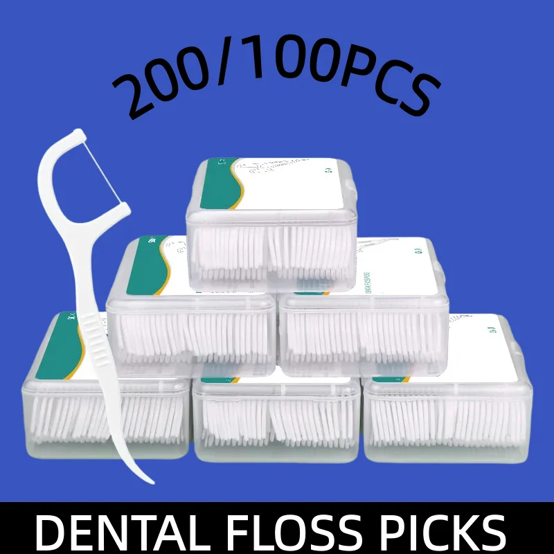 100/200PCS Ultra‑Fine Dental Floss Sticks Disposable Oral Care Tool for Interdental Teeth Cleaning