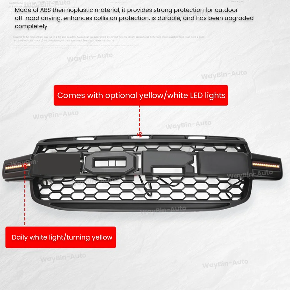 Raptor Front Grille For FORD RANGER 2022-2024 T9 MK4 PX4 High Version XLT WILDTRAK SPORT Grille with Led Light Auto Accessoris