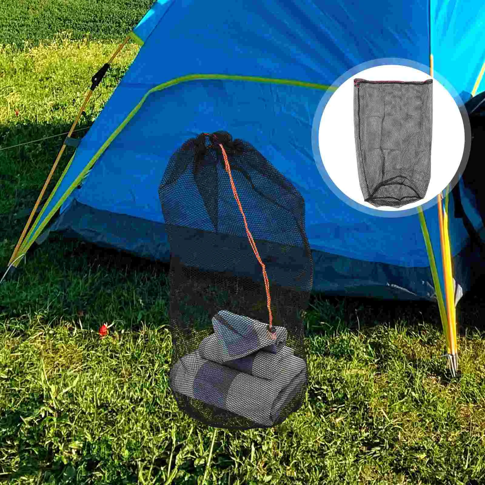 Outdoor Camping Sleeping Bag Storage Travel Stuff Backpacking Drawstring Hiking Hexagonal Mesh Cloth