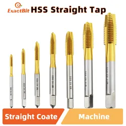 HSS Titanium Coating Screw Tap Drill Bit M2 M2.5 M3 M3.5 M4 M5 M6 M8 M10 M12 Metric Straight Flute Thread Tap Hand Tools