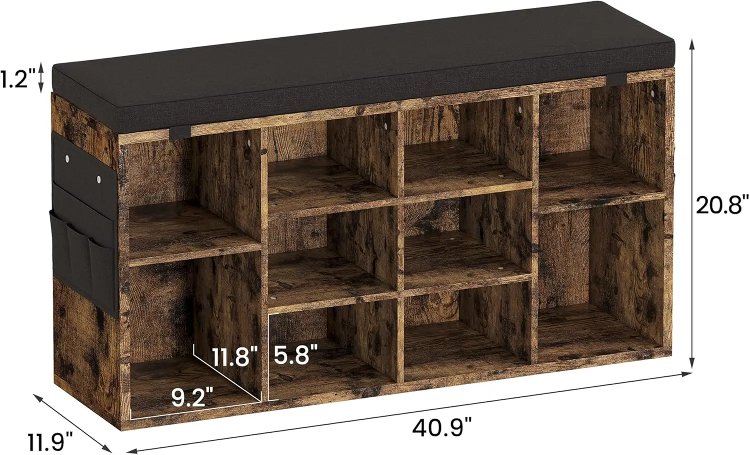 

Shoe Storage Bench With Cushion, Cubby Seat Shoe Cabinet, Small Shoe Rack Bench With 3-Tier Adjustable Shelf For Entryway,