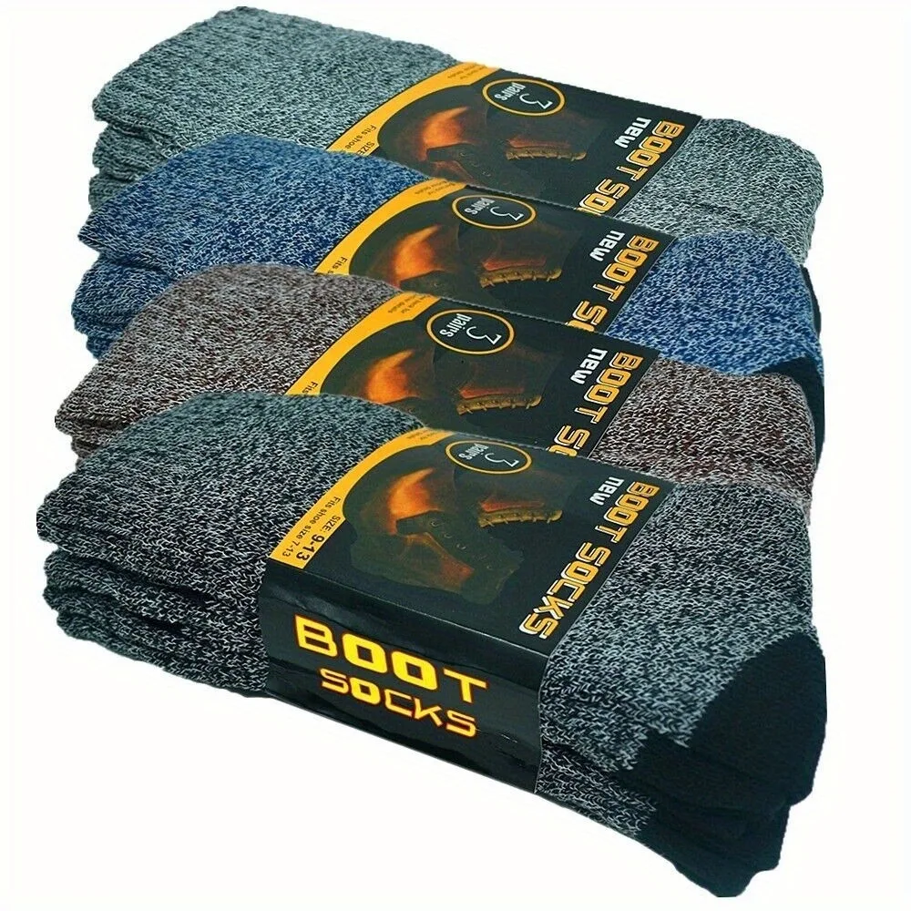 

3-6 pairs of men's winter heavy-duty warm cotton boots and work socks