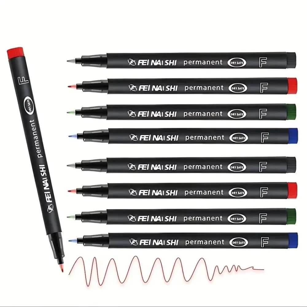 4 Colors Permanent Marker Pen Oil Based Quick Dry Writing Pen Waterproof 0.6mm Nib Art Marking Pen