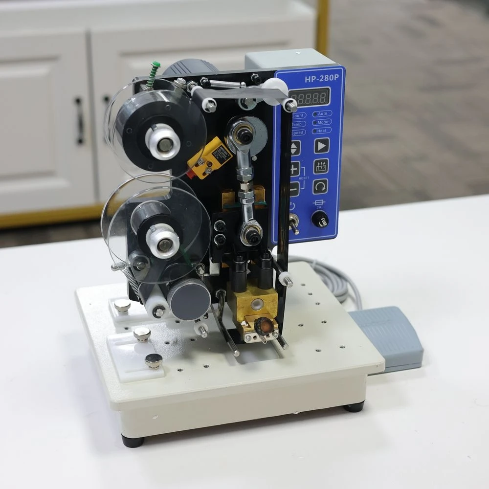 HP-280P Semi-Auto Heat Transfer Printer – Multi-Language Coding for Food, Medical & Cosmetic Packaging 15W Motor, 35mm Ribbon