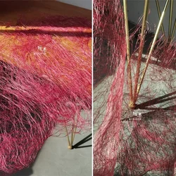 Woven  Hollowed Out Net Fabric Dyeing Peach Red Art Creative Design Decoration Diy Wholesale Material Fashion Clothing