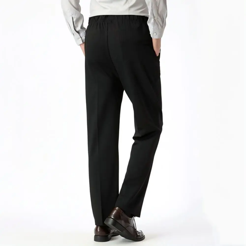 Mens Casual Straight Pants Elastic Waist Comfortable Loose Trousers For Elderly Daily Wear Spring Summer Fashion Bottoms