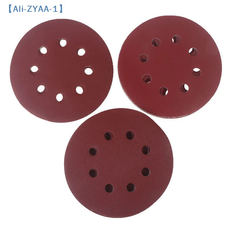 

【ZYAA-1】10 шт. 5-дюймовые шлифовальные круги с 8 отверстиями из оксида алюминия, абразивные полировальные диски, инструмент для полировки