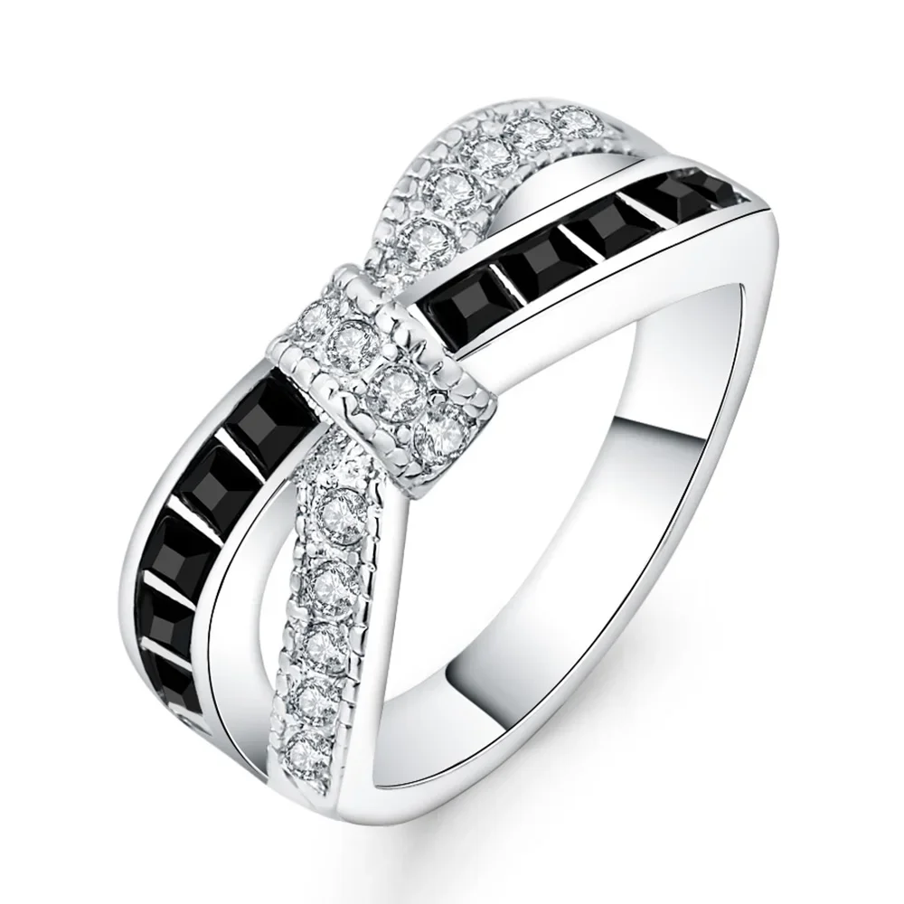 

9258 Colors Silver For Women Wedding Crystal White Gold Ring Engagement Rings Bridal Fashion Jewelry Size
