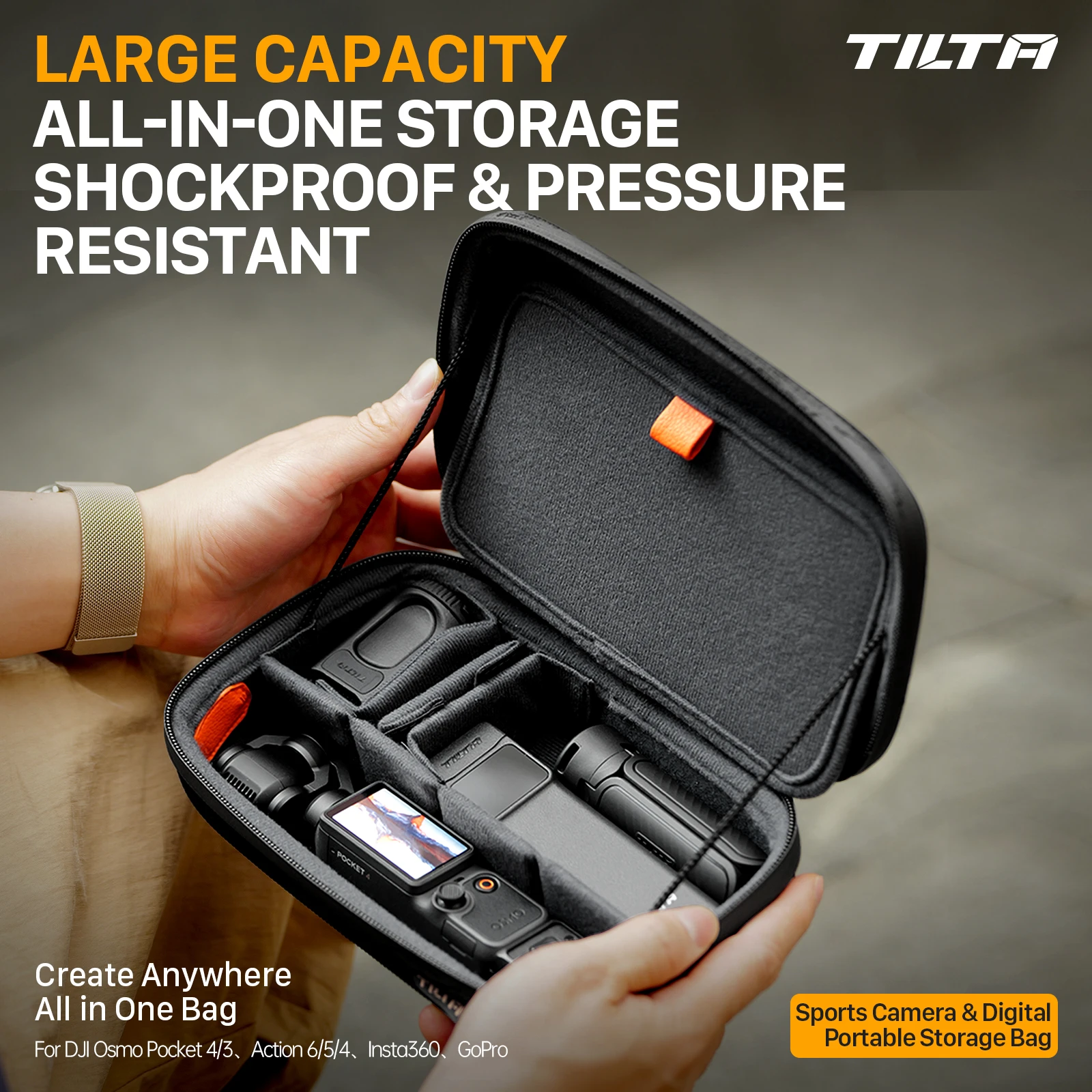 TILTA Akcesoria do DJI Osmo Pocket 4, Etui Transportowe do Pocket 3, Magnetyczny Uchwyt, Przechowywanie Filtrów, Zestaw Rozszerzający, Adapter do Etui — zdjęcie produktu 4