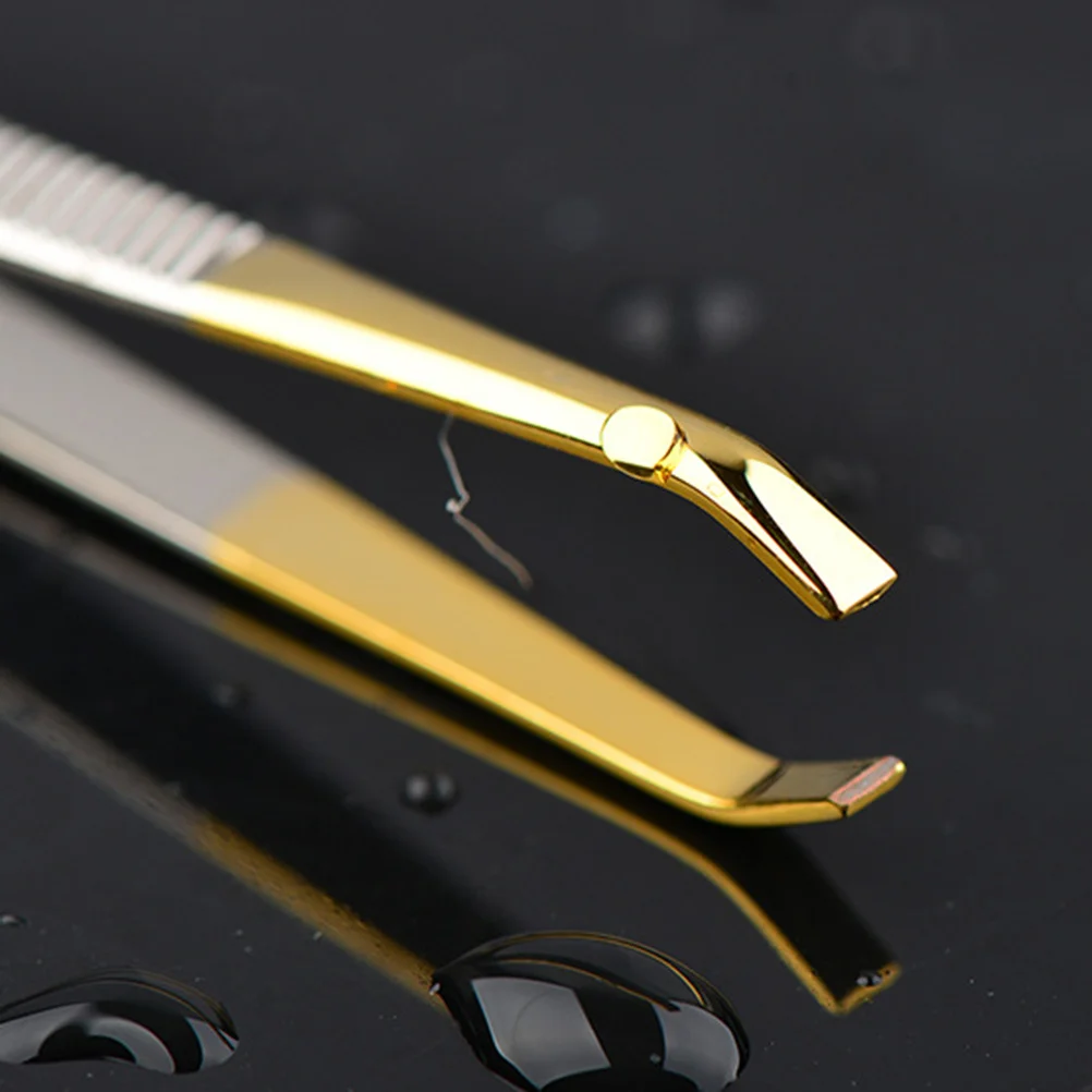 

Stainless Steel Eyebrow Tweezer Curved Elbow 8.6x0.8cm Portable Small Size Eyebrow Clip Eyelashes Extension Makeup Tweezer