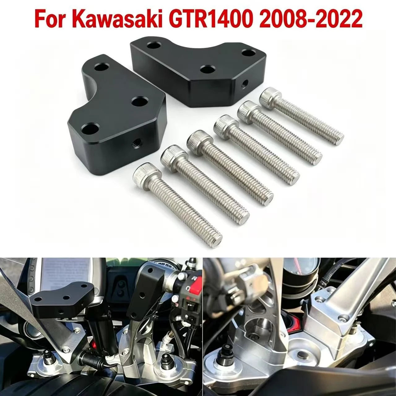 Adaptateurs de hauteur de guidon en alliage d'aluminium pour moto, pour Kawasaki concours 1400 GTR1400 2008-2022