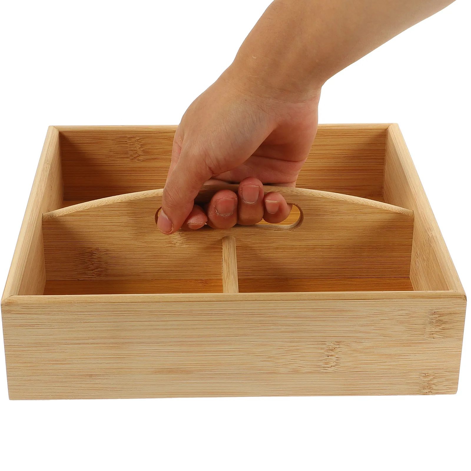 

Wooden Snack Serving Case 4-Compartment Dried Fruit Food Storage Box Handle Portable Food Tray Nuts Candy Container Desktop