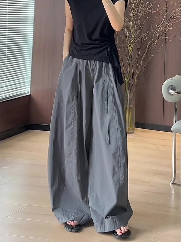 

High-End Loose Wide Leg Pants Women Summer Thin High Waist Drapey Loose Knife Pants Casual Style High Waist Breathable