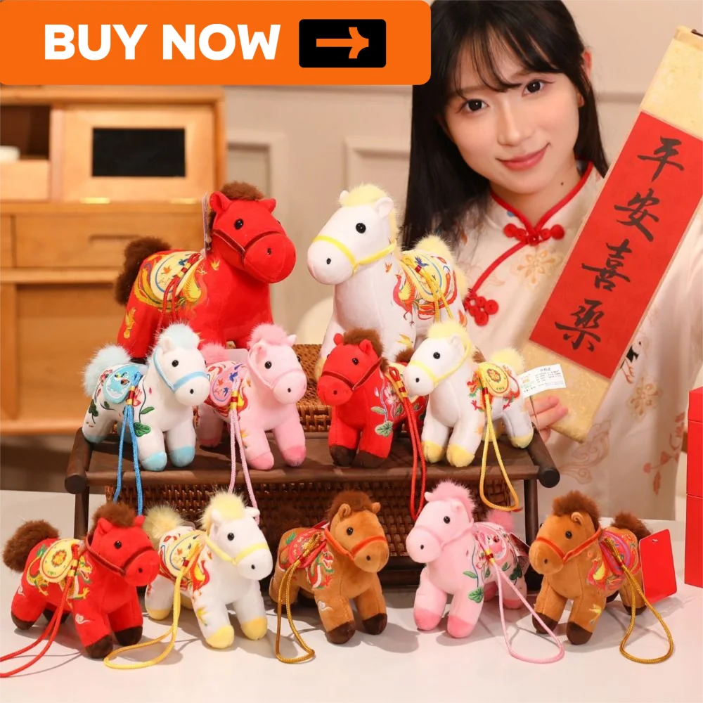 

Игрушки, креативный брелок с изображением лошади, куклы-талисманы, милая кукла-лошадь, кулон в китайском стиле, мягкая фигурка зодиакального пони, подарок на день рождения