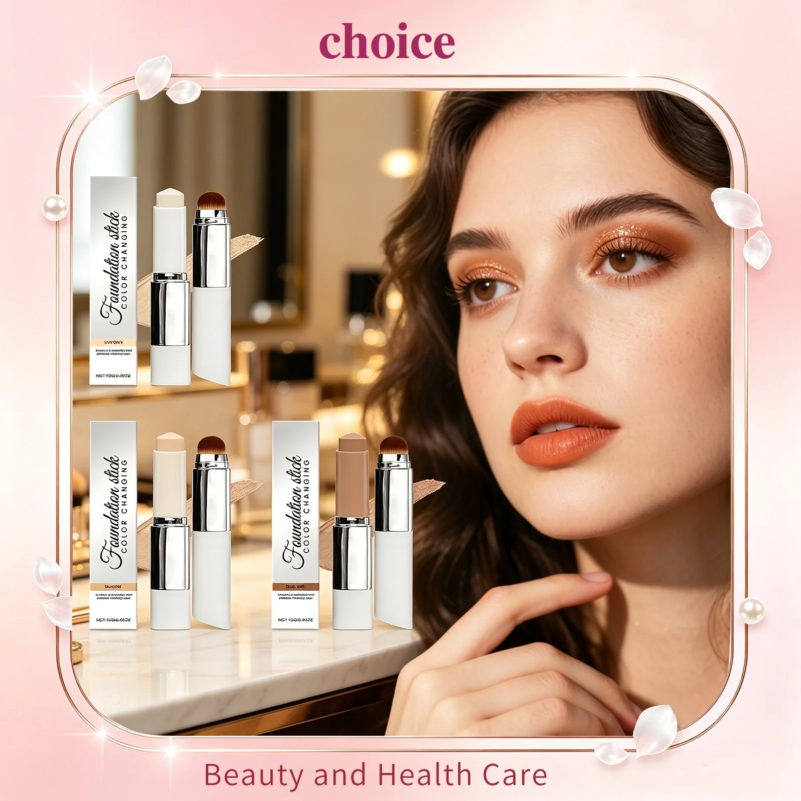 Korean Dual Head Color Changing Foundation Stick 2-in-1 Lightweight High Coverage All Skin Types Portable Foundation Concealer