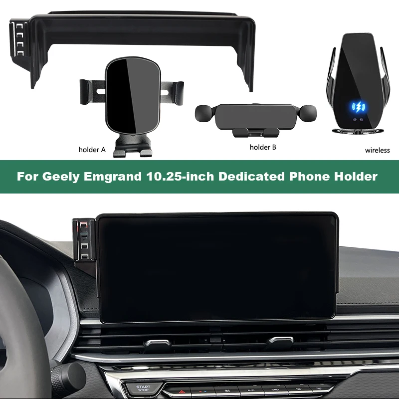 

Gravity Car Mobile Phone Holder For Geely Emgrand 10.25-Inch Screen Fix Dedicated Base 15W Wireless Charging Smartphone Bracket