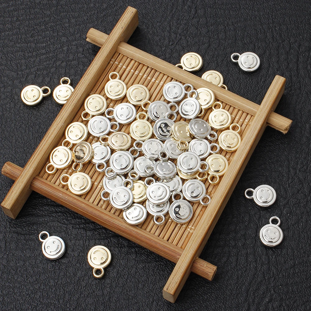 100Pcs/pack CCB Round moods Pendants Gold Silver Color Charms Fashion Jewelry for DIY Accessories Craft Bulk Lot Wholesale