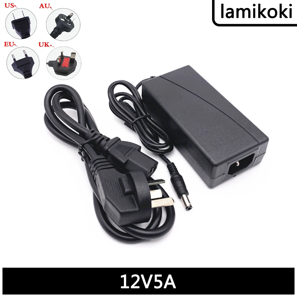 Surveillance Camera 12V 5A Power Adapter DC 5.5*2.5MM Compatible With DC 5.5*2.1MM Cooling Bracket DC Power Supply Universal
