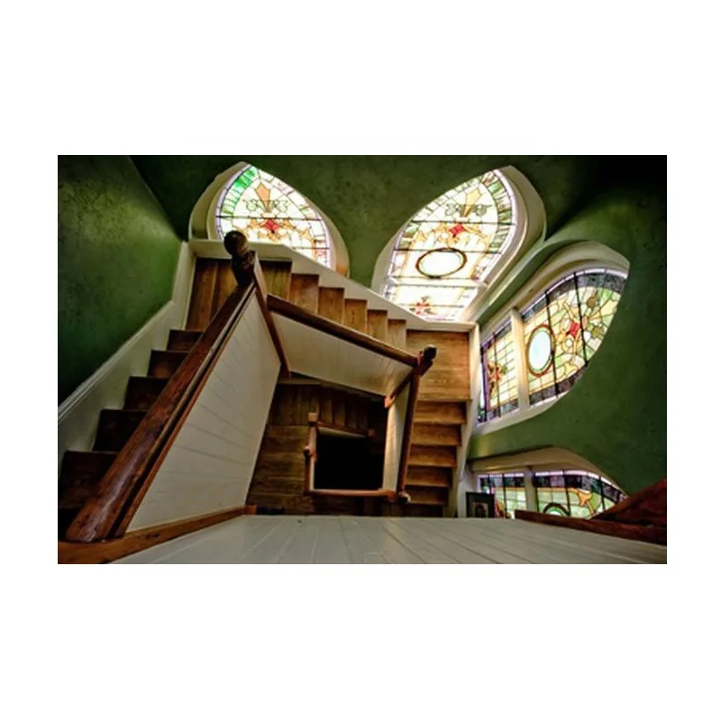 Hot Sale Custom Made Modern Design Christ Kerk Massief Houten Openslaande Raam Warmte Isolatie Speciale Vorm Houten Raam